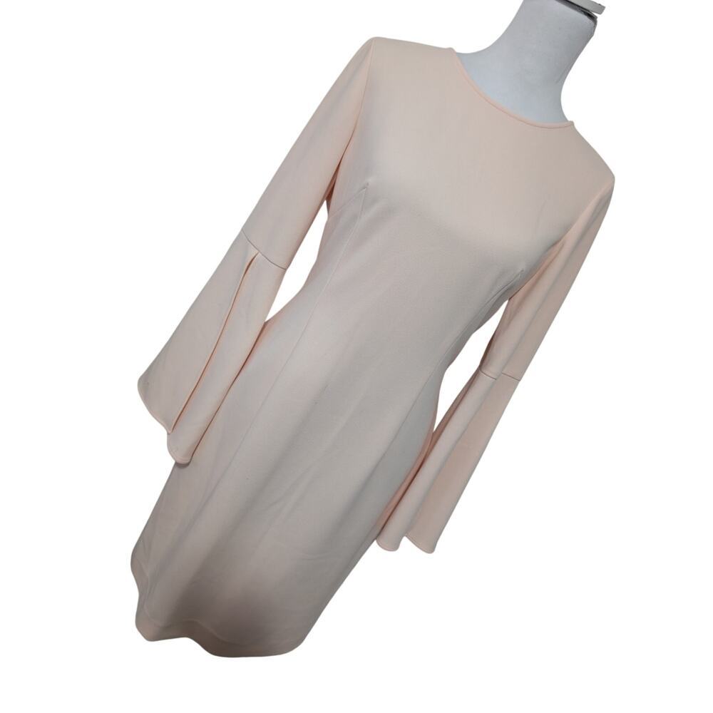 ANTONIO MELANI! BABY PINK BELL SLEEVE W/SLITS TO ELBOW SHIFT STYLE DRESS! SZ 8